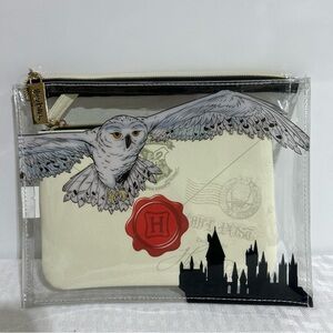 NWOT Harry Potter 2 Piece Set Zip Top Pouch Hedwig Supplies Travel Zip Top Bags.